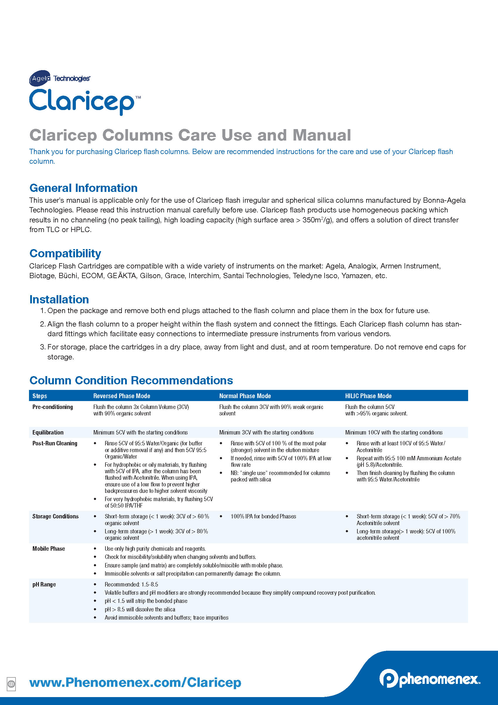 Claricep_Flash_column_user_guide