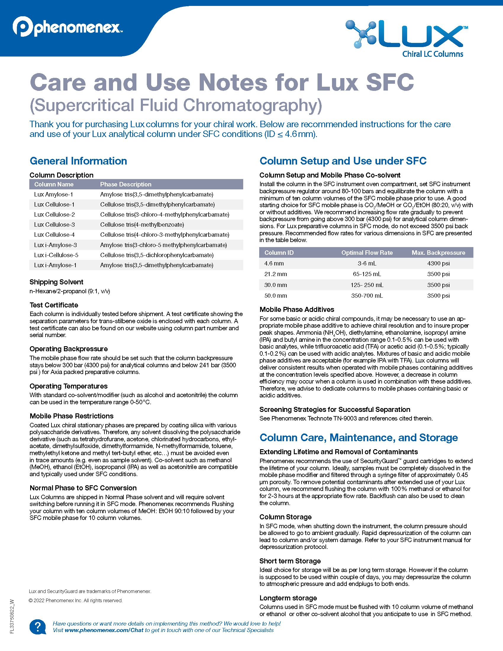 Lux SFC Column Care